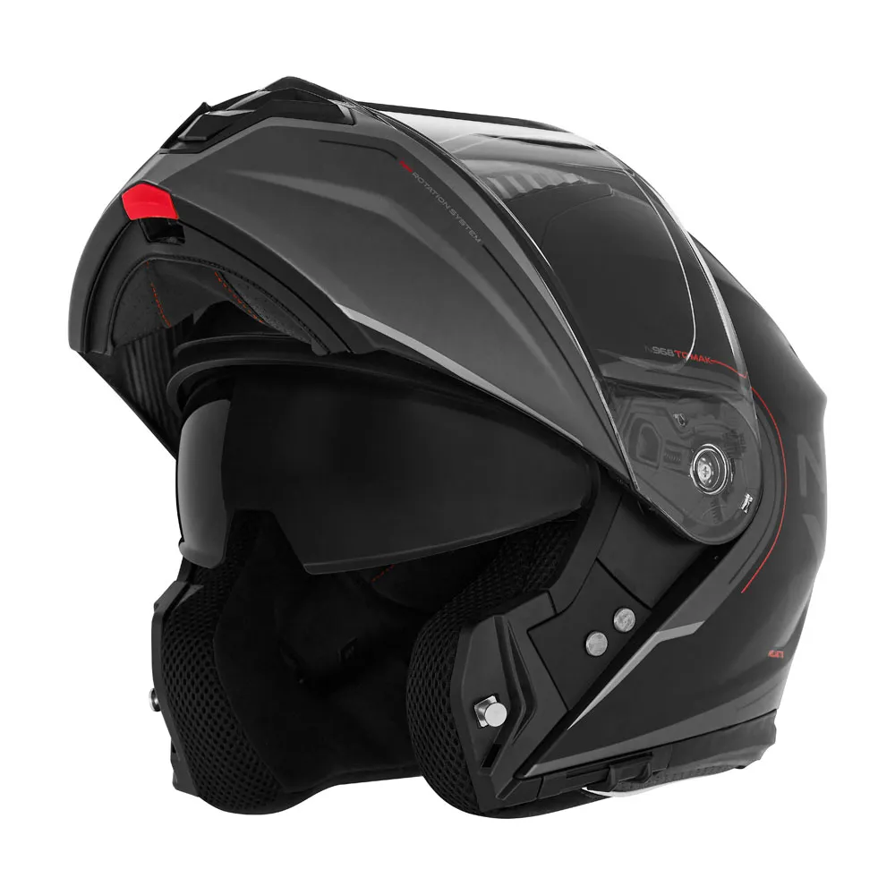 Casque Nox N968 Tomak noir rouge, casque modulable 22 06