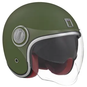 Casque Nox Premium Heritage kaki mat, casque jet vintage, scooter