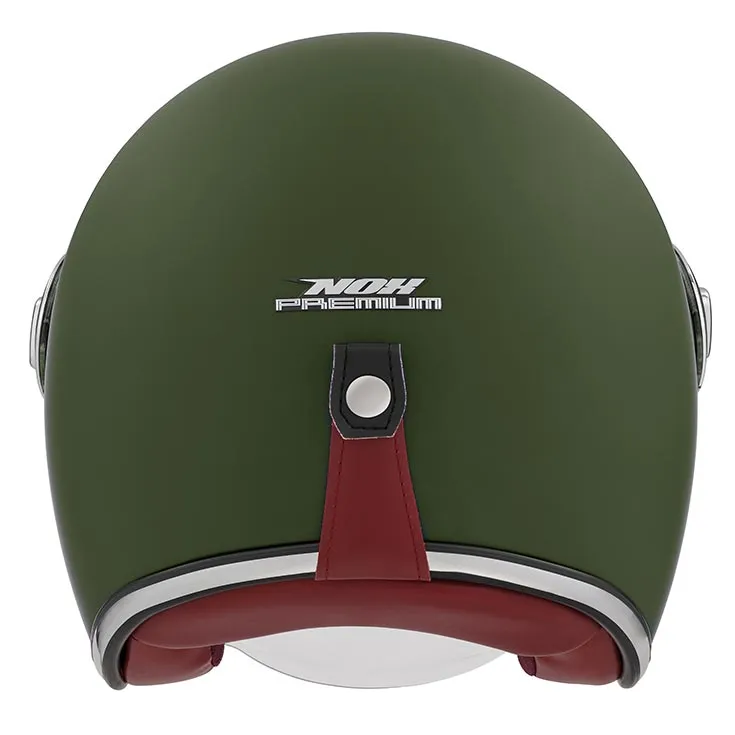 Casque Nox Premium Heritage kaki mat, casque jet vintage, scooter