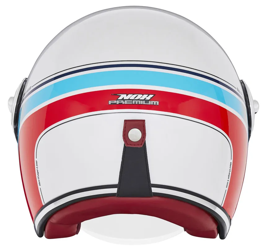 Casque Nox Premium Heritage Line blanc perle bleu rouge