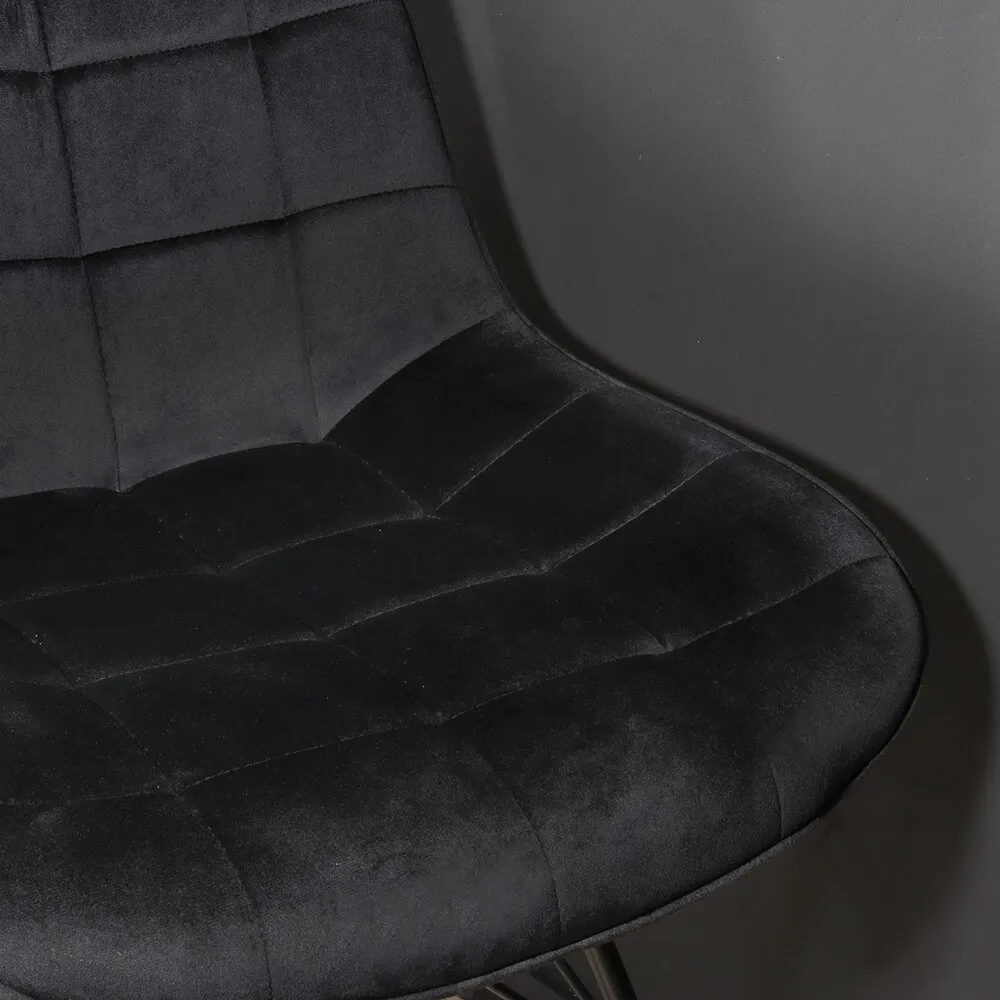 Chaise de salle à manger industrielle en velours noir Lux