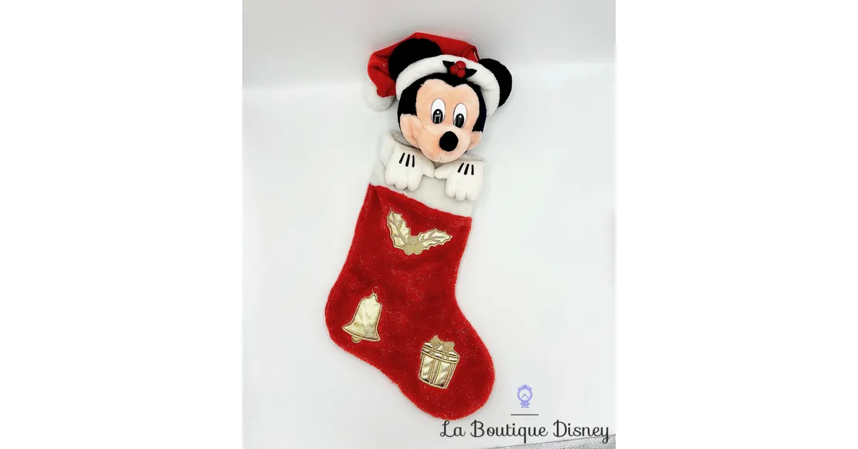 Chaussette de Noël Mickey Mouse Disneyland Paris Disney botte rouge blanc vintage