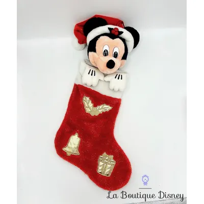 Chaussette de Noël Mickey Mouse Disneyland Paris Disney botte rouge blanc vintage