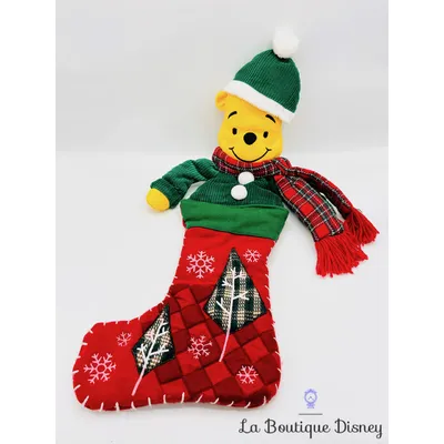 Chaussette de Noël Winnie l'ourson Disney décoration botte rouge verte 70 cm