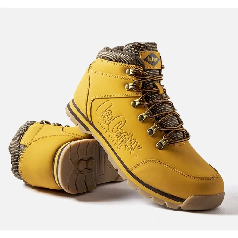 Chaussures en cuir jaune Lee Cooper LCJ-21-01-0706M