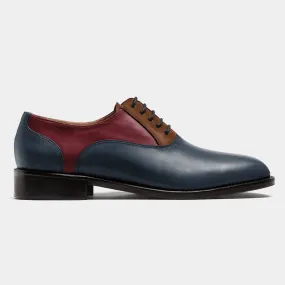 Chaussures Richelieu en cuir bleu, bordeaux et marron