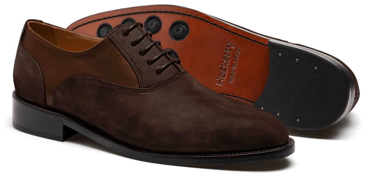 Chaussures Richelieu en cuir ciré et cuir marron