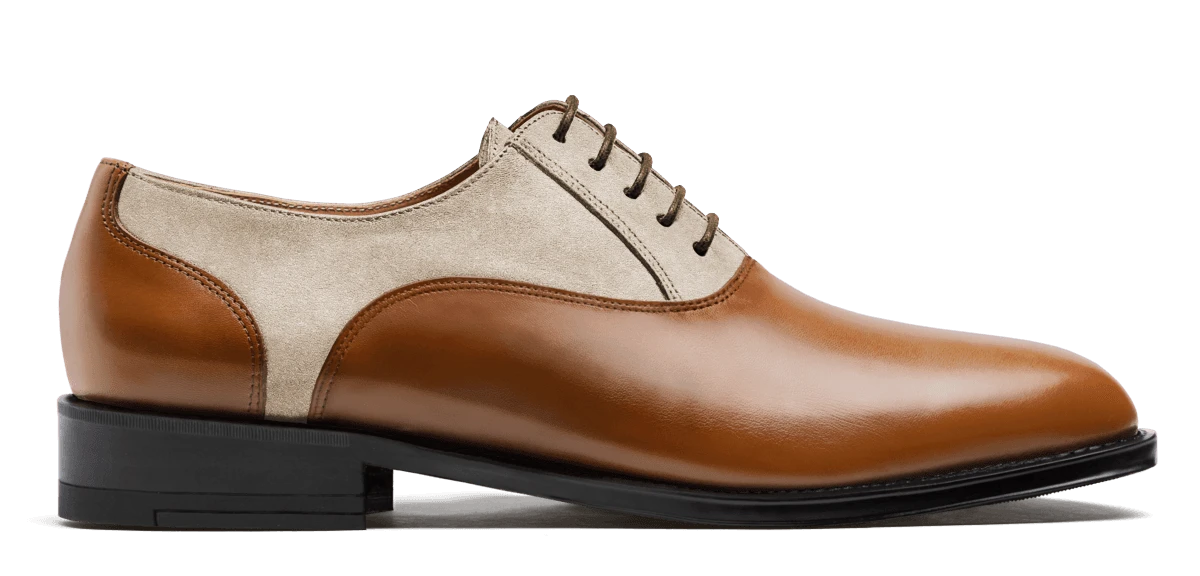 Chaussures Richelieu en cuir et daim marron et beige