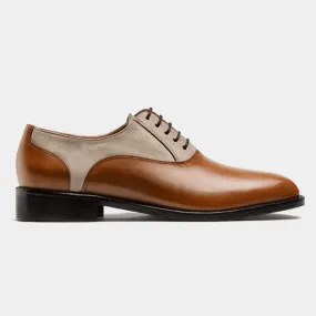 Chaussures Richelieu en cuir et daim marron et beige