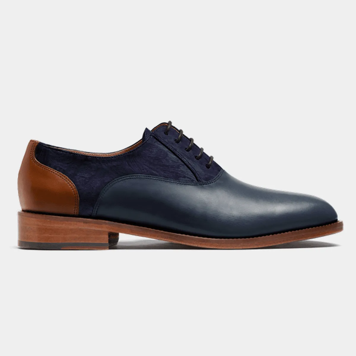 Chaussures Richelieu en cuir et velours bleu et marron