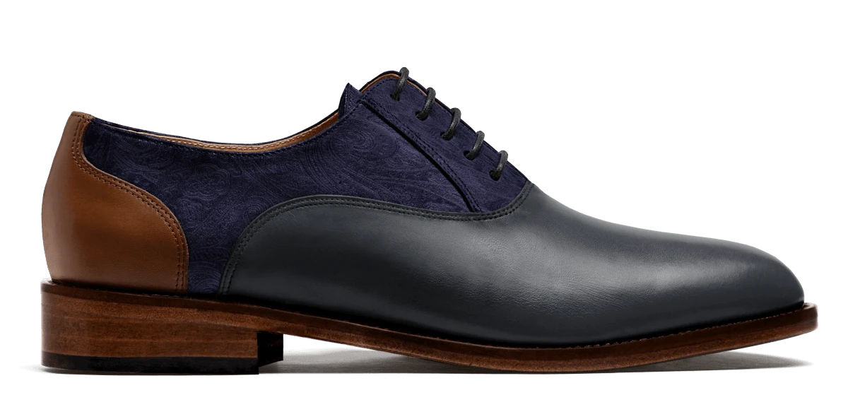 Chaussures Richelieu en cuir et velours bleu et marron