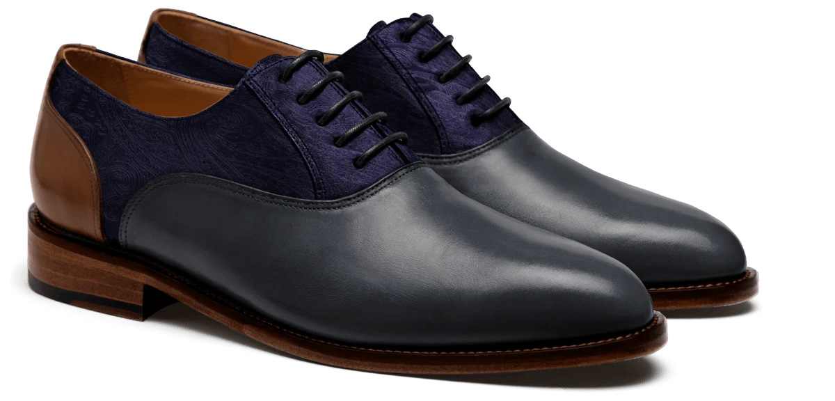 Chaussures Richelieu en cuir et velours bleu et marron