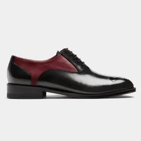 Chaussures Richelieu en cuir noir et bordeaux