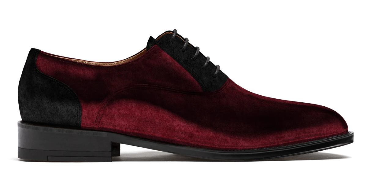 Chaussures Richelieu en velours bordeaux et noir