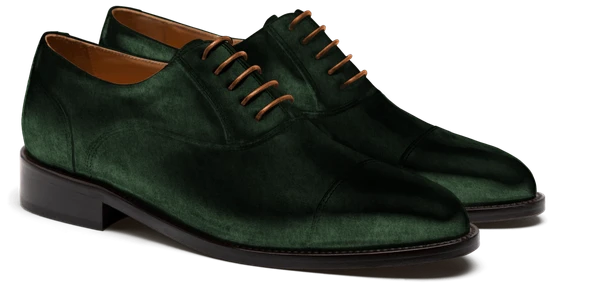 Chaussures Richelieu à bout droit en velours vert