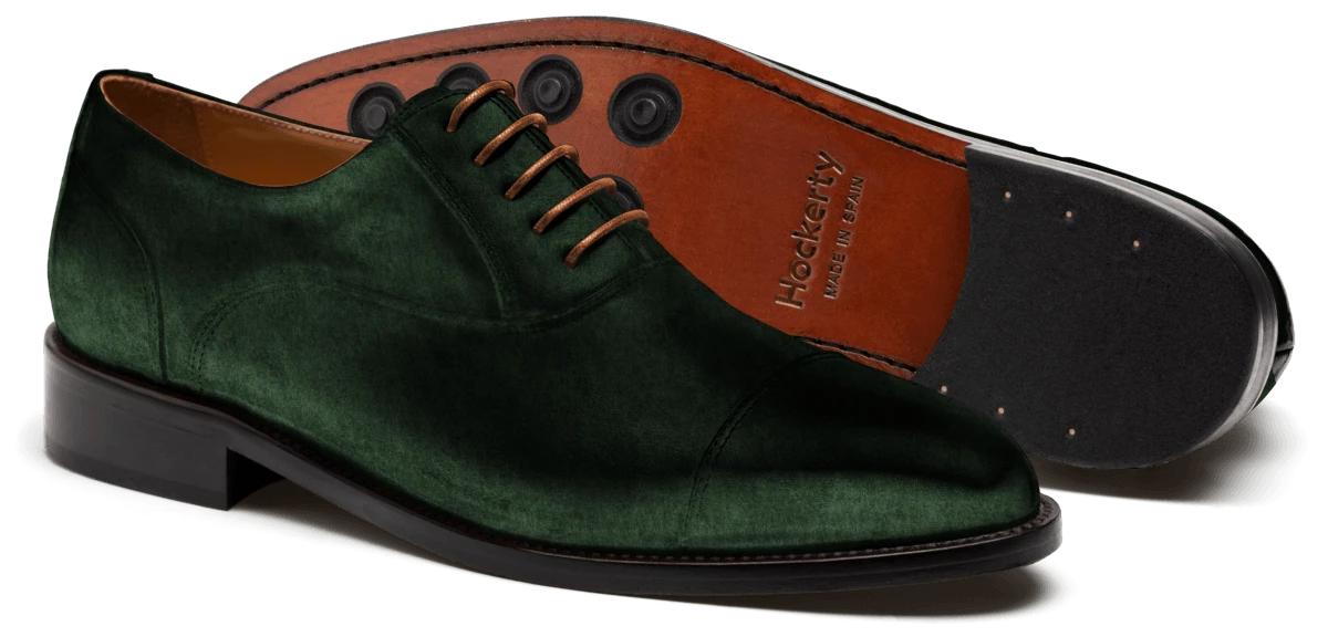 Chaussures Richelieu à bout droit en velours vert