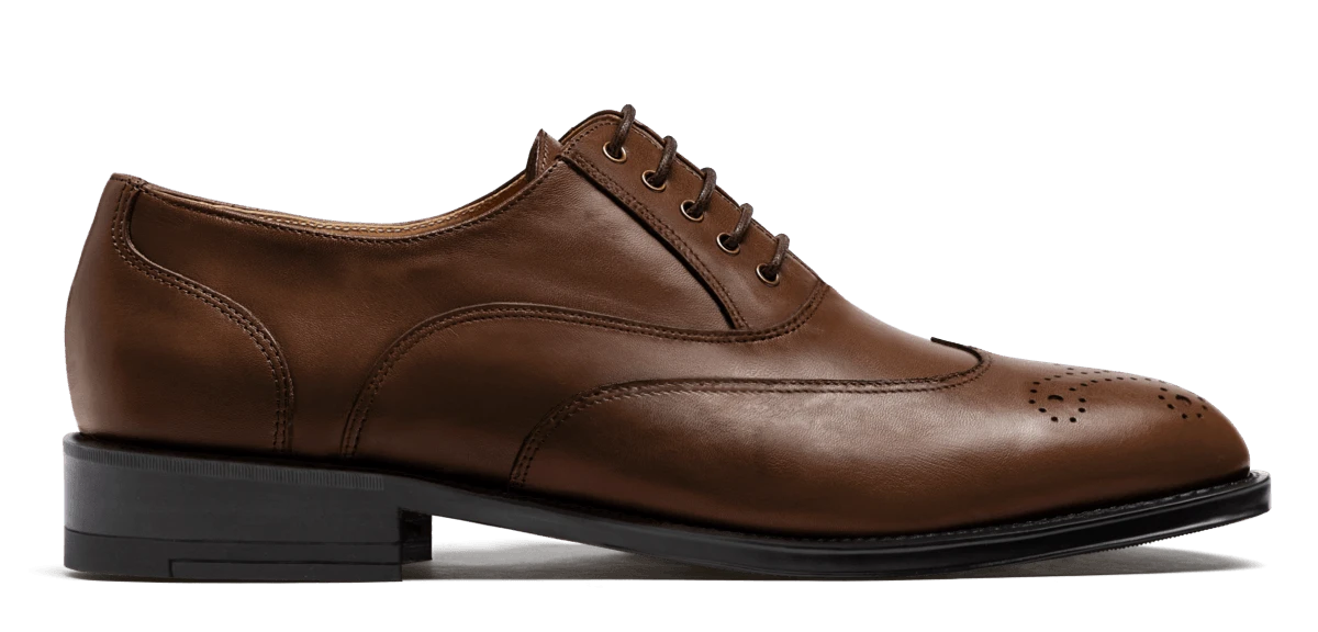 Chaussures Richelieu à bout golf en cuir marron