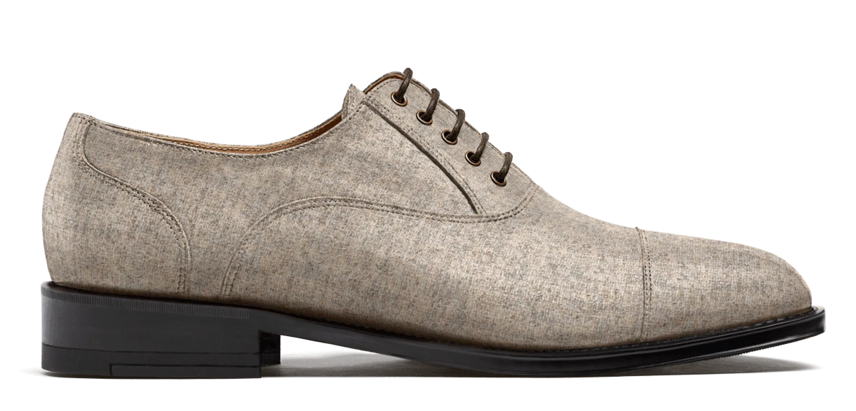 Chaussures Richelieu à bout golf en tweed beige