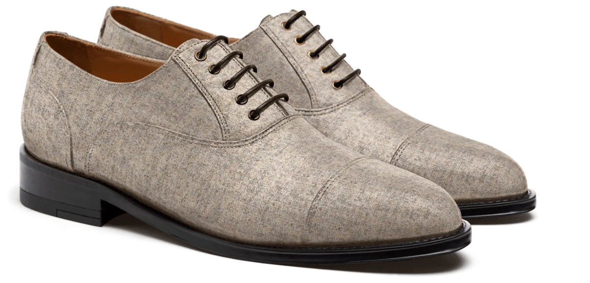 Chaussures Richelieu à bout golf en tweed beige