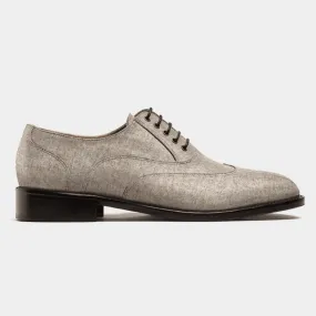 Chaussures Richelieu à bout golf en tweed beige