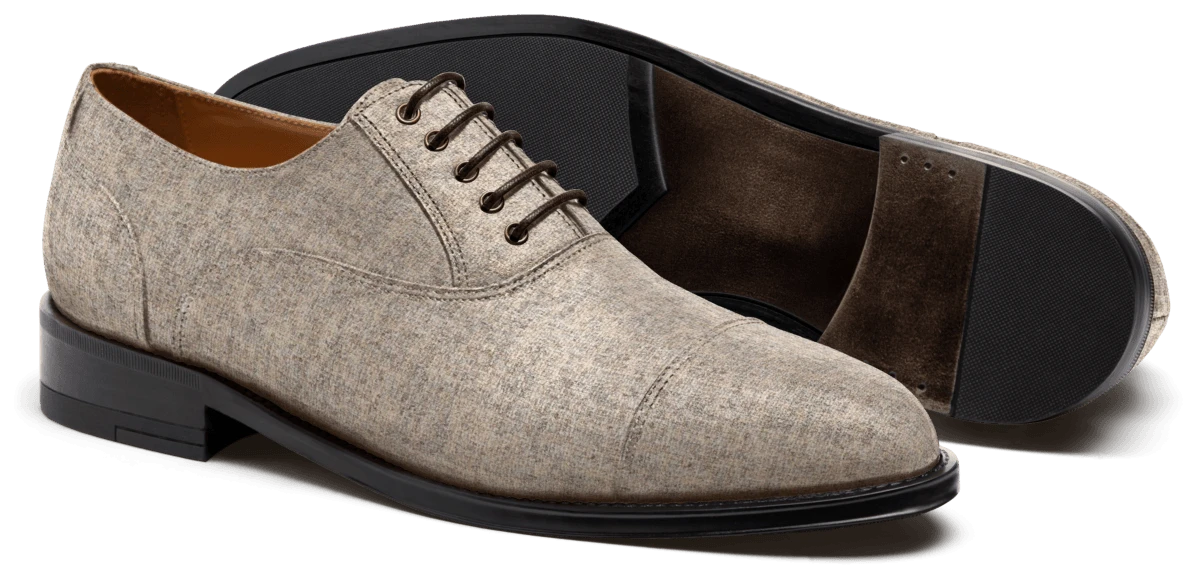 Chaussures Richelieu à bout golf en tweed beige