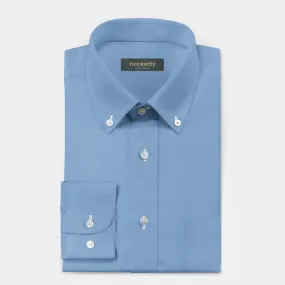 Chemise bleu poplin col boutonné avec poche poitrine