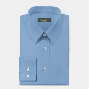 Chemise bleu poplin col classique avec poche poitrine