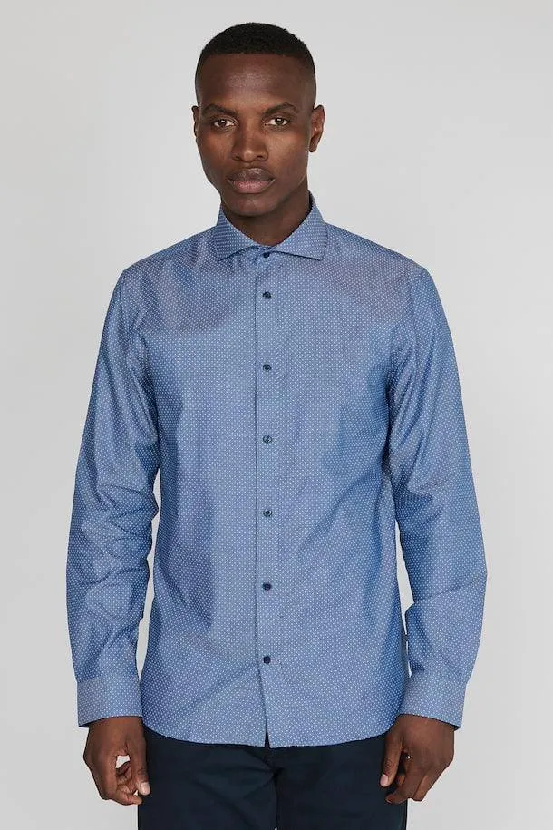 Chemise bleu à mini motifs