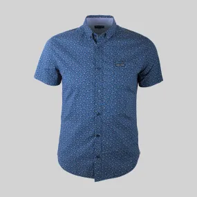 Chemise bleue imprimé fleuri