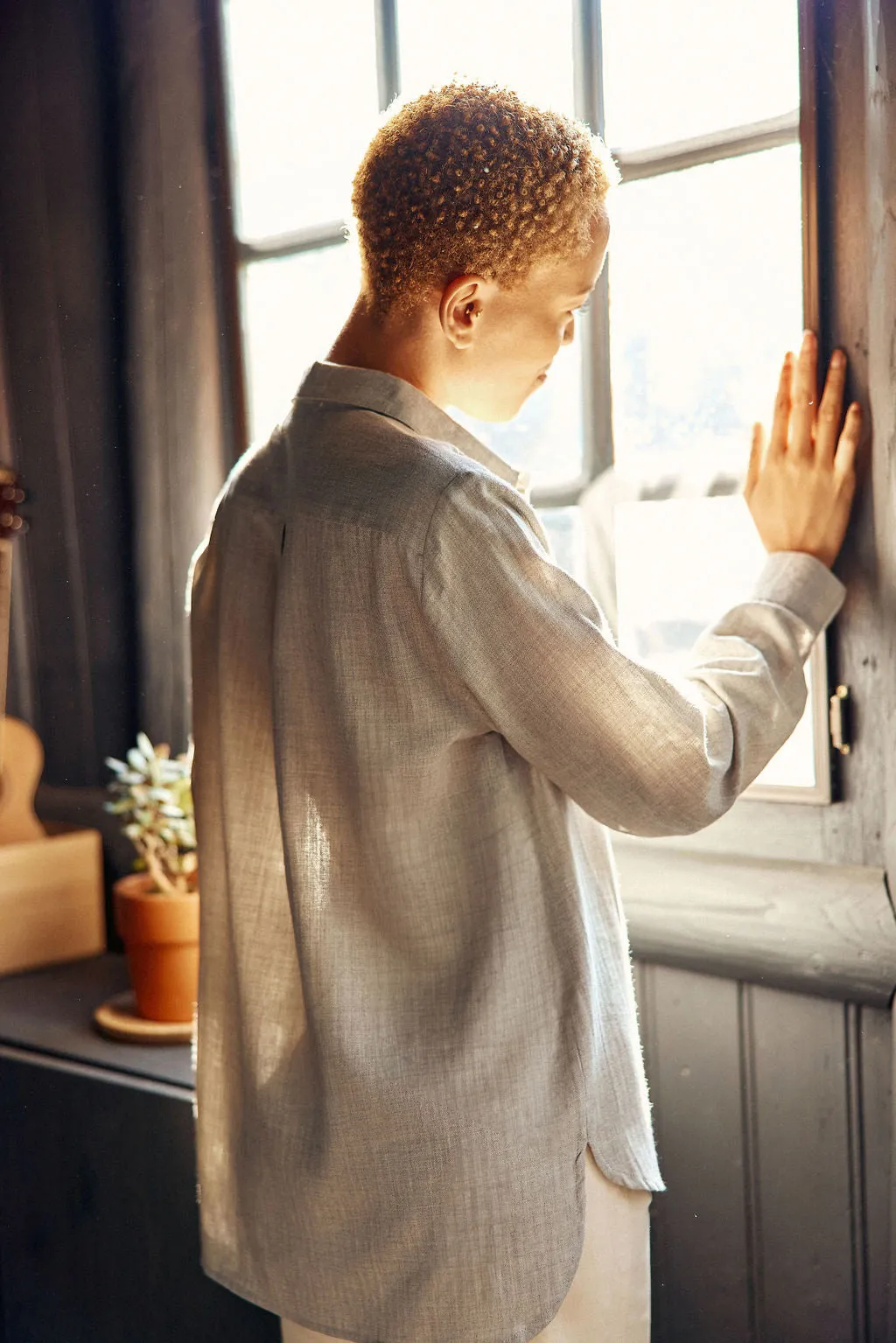 Chemise en flanelle gris chiné - Carli