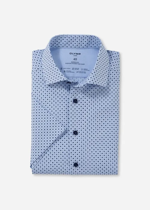 Chemise manches courtes à motifs OLYMP bleue