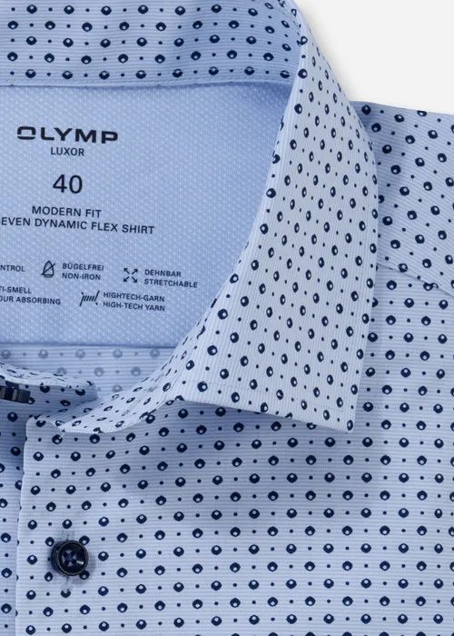 Chemise manches courtes à motifs OLYMP bleue