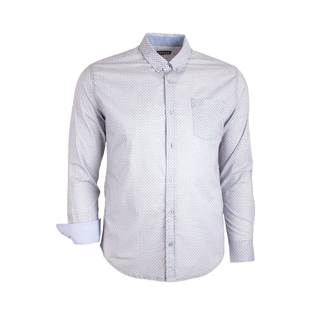 Chemise ml bleue imprimé géométrique