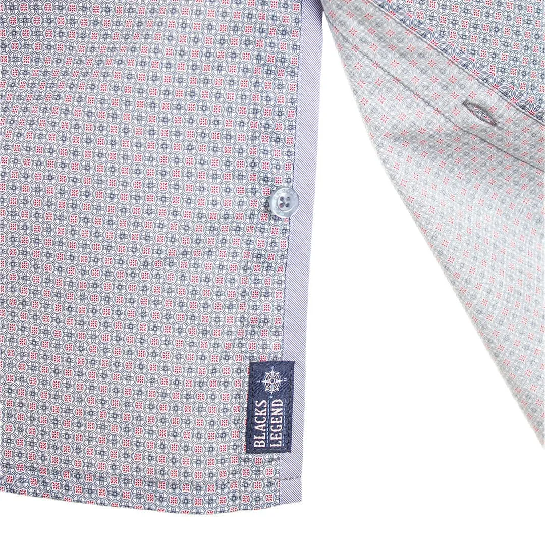 Chemise ml bleue imprimé géométrique