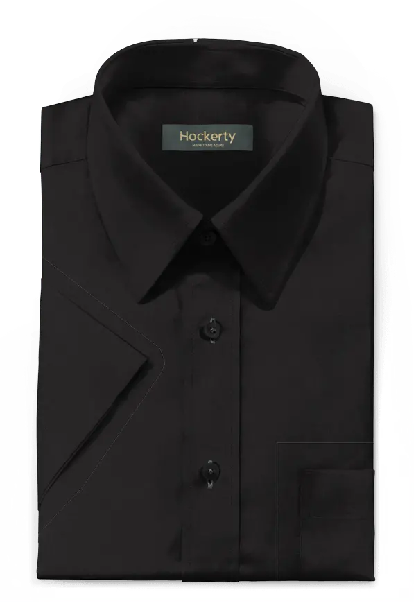 Chemise noire manches courtes en lin col classique