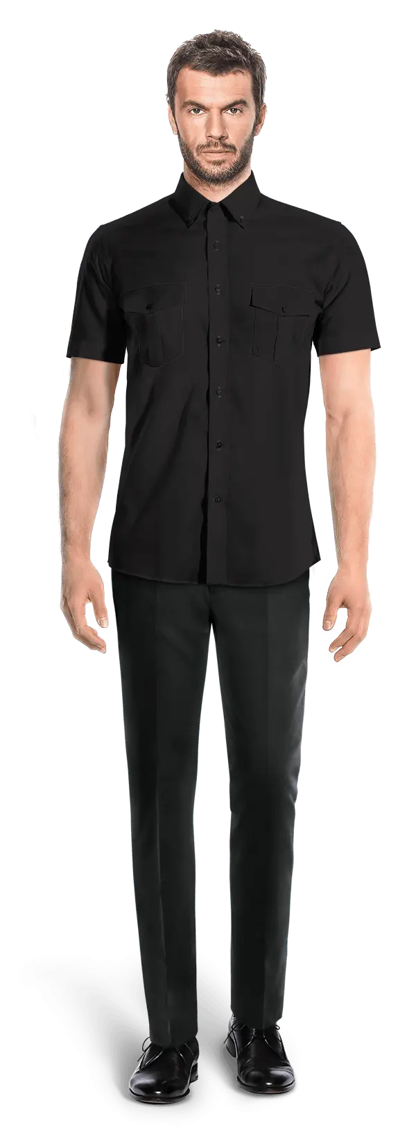 Chemise noire manches courtes en lin