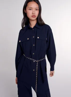 CHEMISE OVERSIZE COL CLASSIQUE EN COTON MéLANGé - MAJE pour FEMME | Printemps