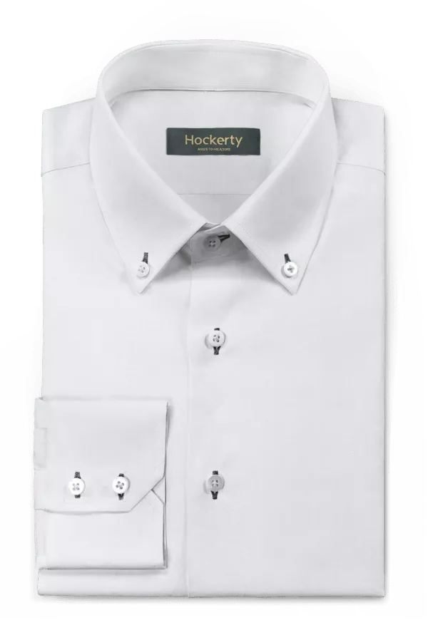 Chemise Premium blanche popeline en coton col boutonné