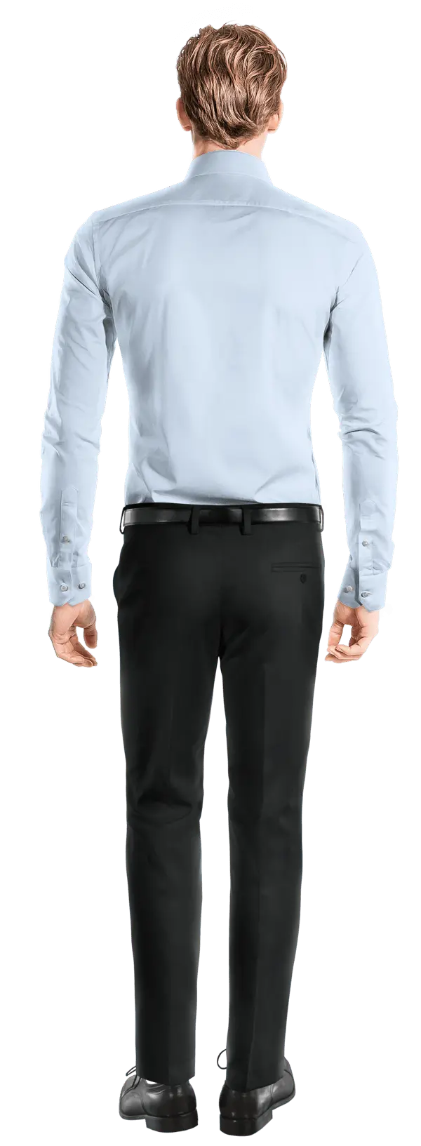 Chemise Premium bleu clair pinpoint en coton col italien