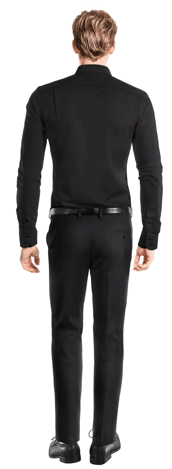 Chemise Premium noire popeline en coton col mao