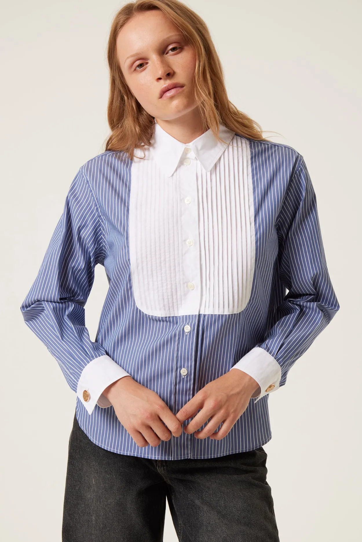 Chemise rayée à plastron