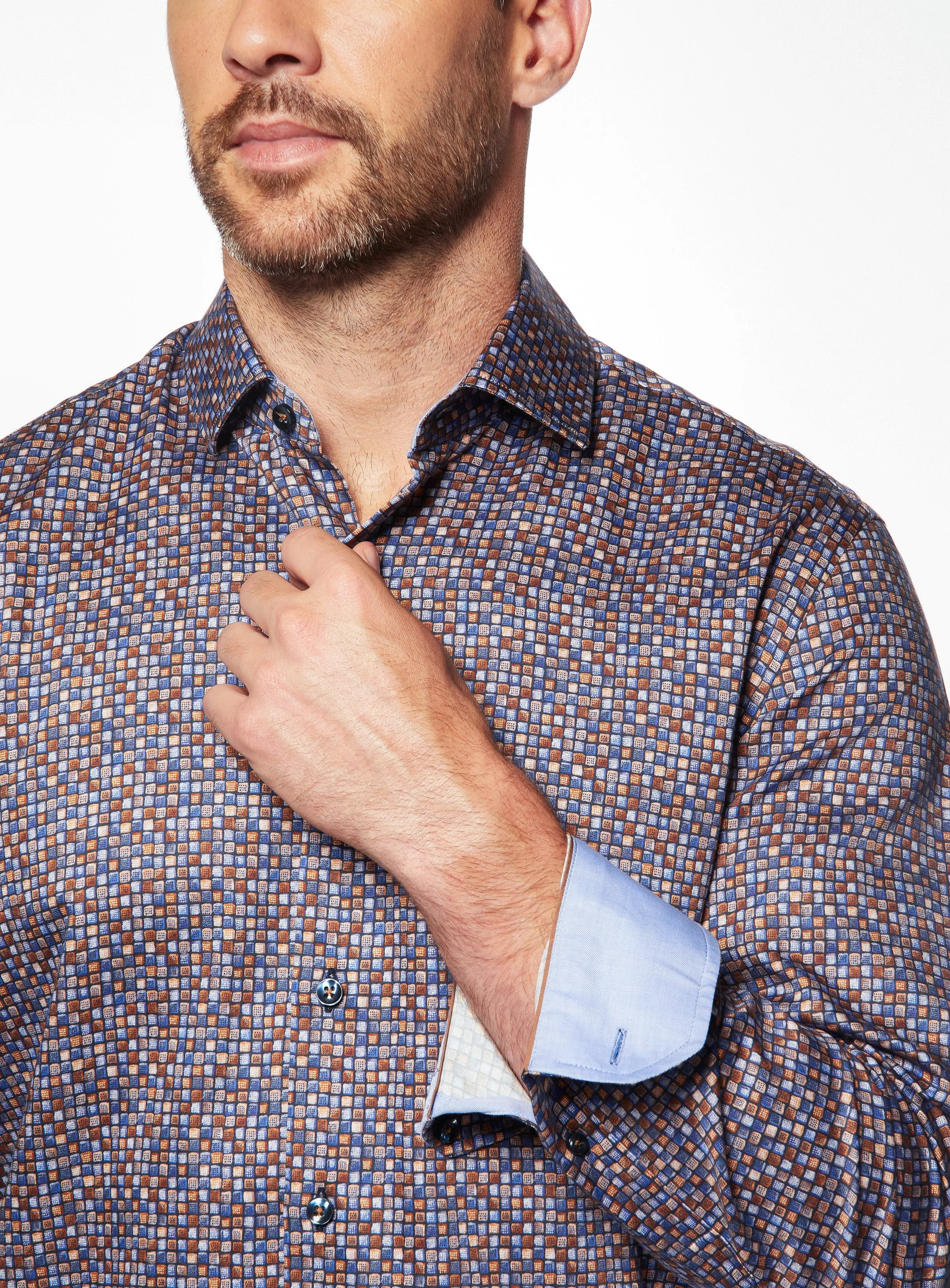 Chemise satinée à imprimé tétris