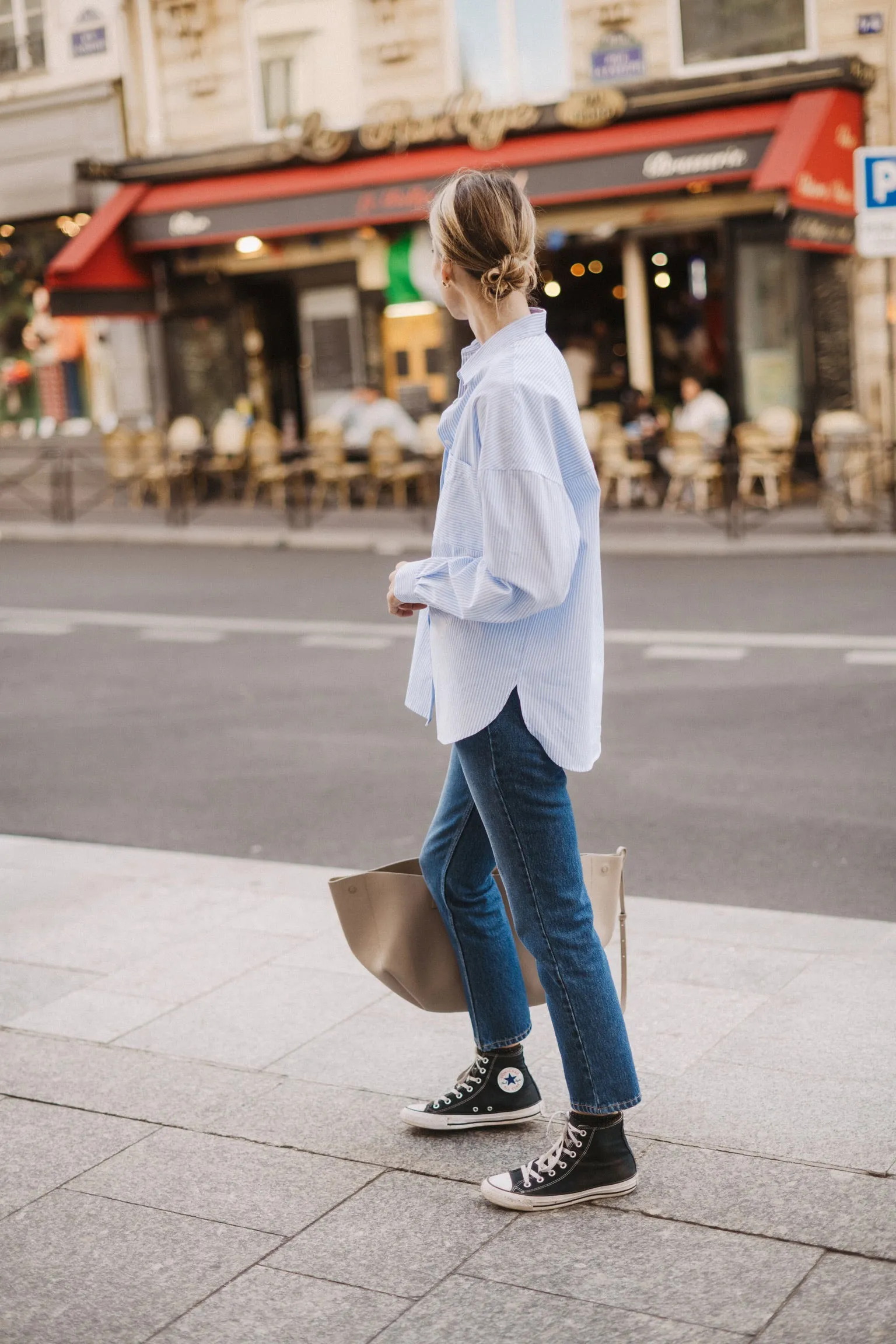 CHEMISE SIGRID BLEUE  RAYURES en coton biologique