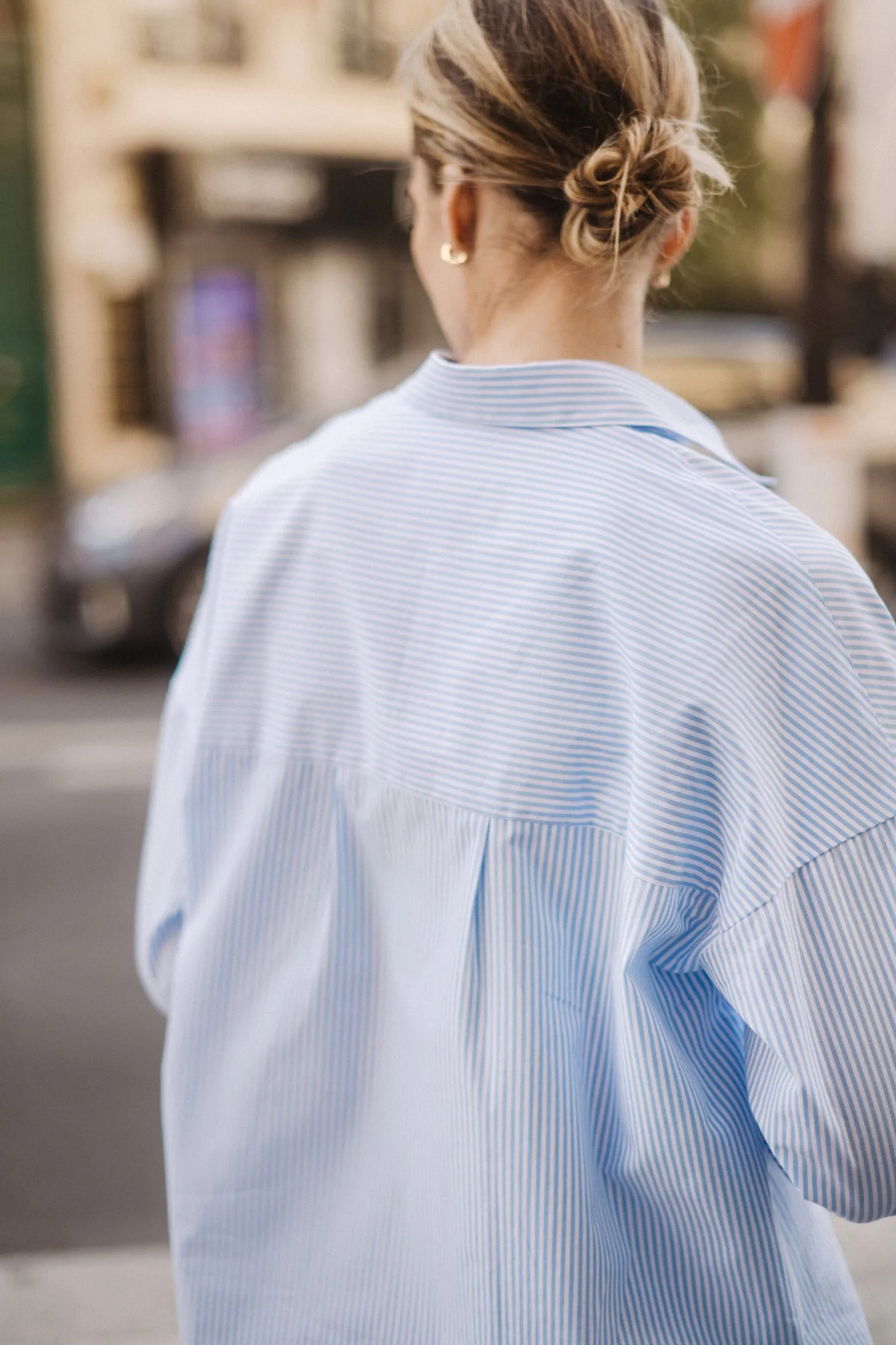 CHEMISE SIGRID BLEUE  RAYURES en coton biologique