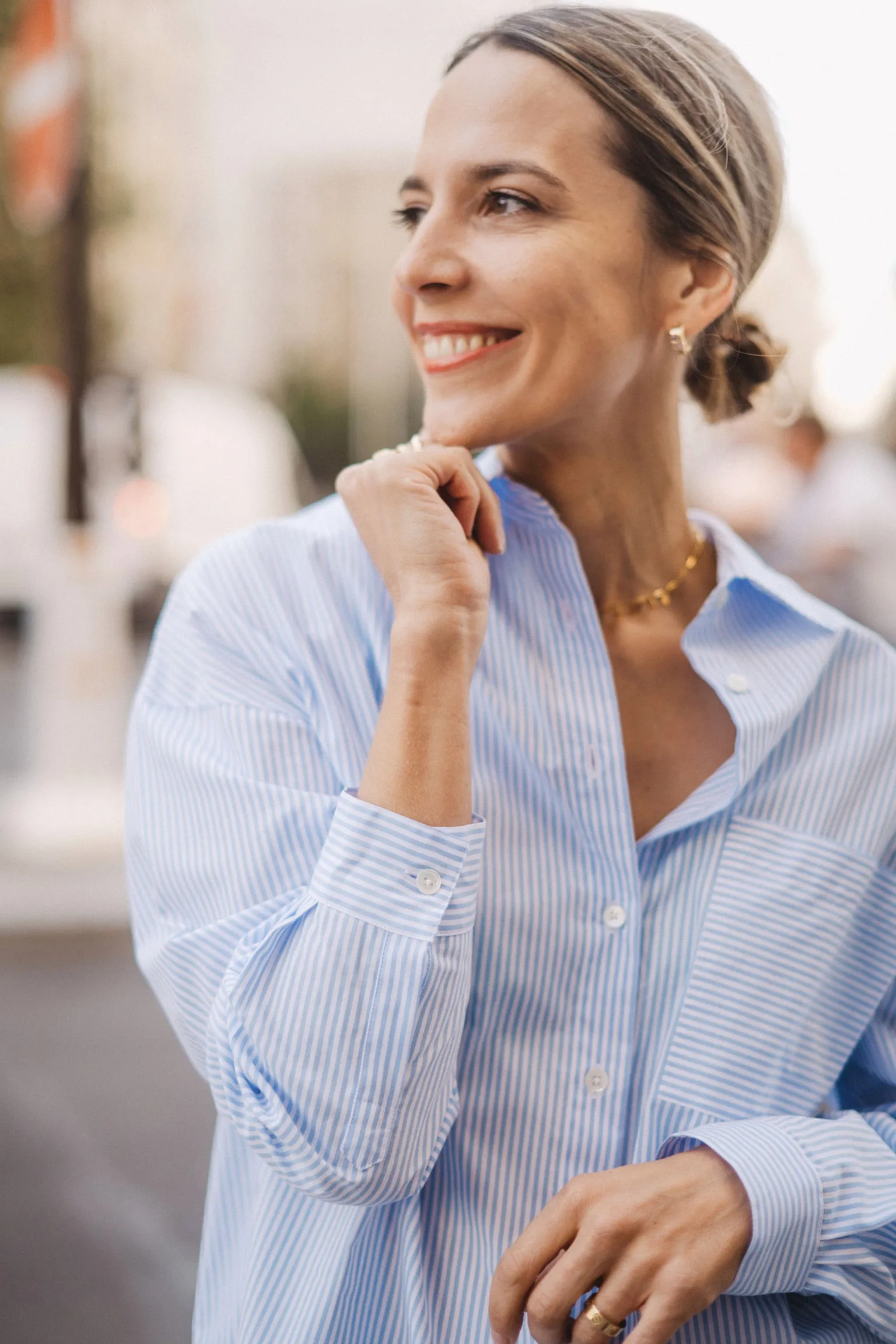 CHEMISE SIGRID BLEUE  RAYURES en coton biologique