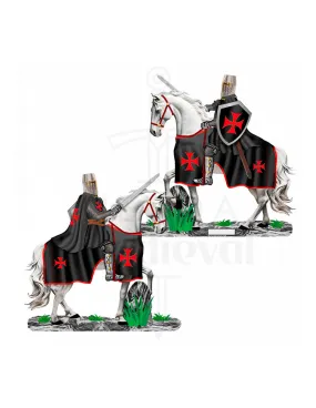 Chevalier templier noir à cheval avec épée (20 cm.) ⚔️ Boutique Épées