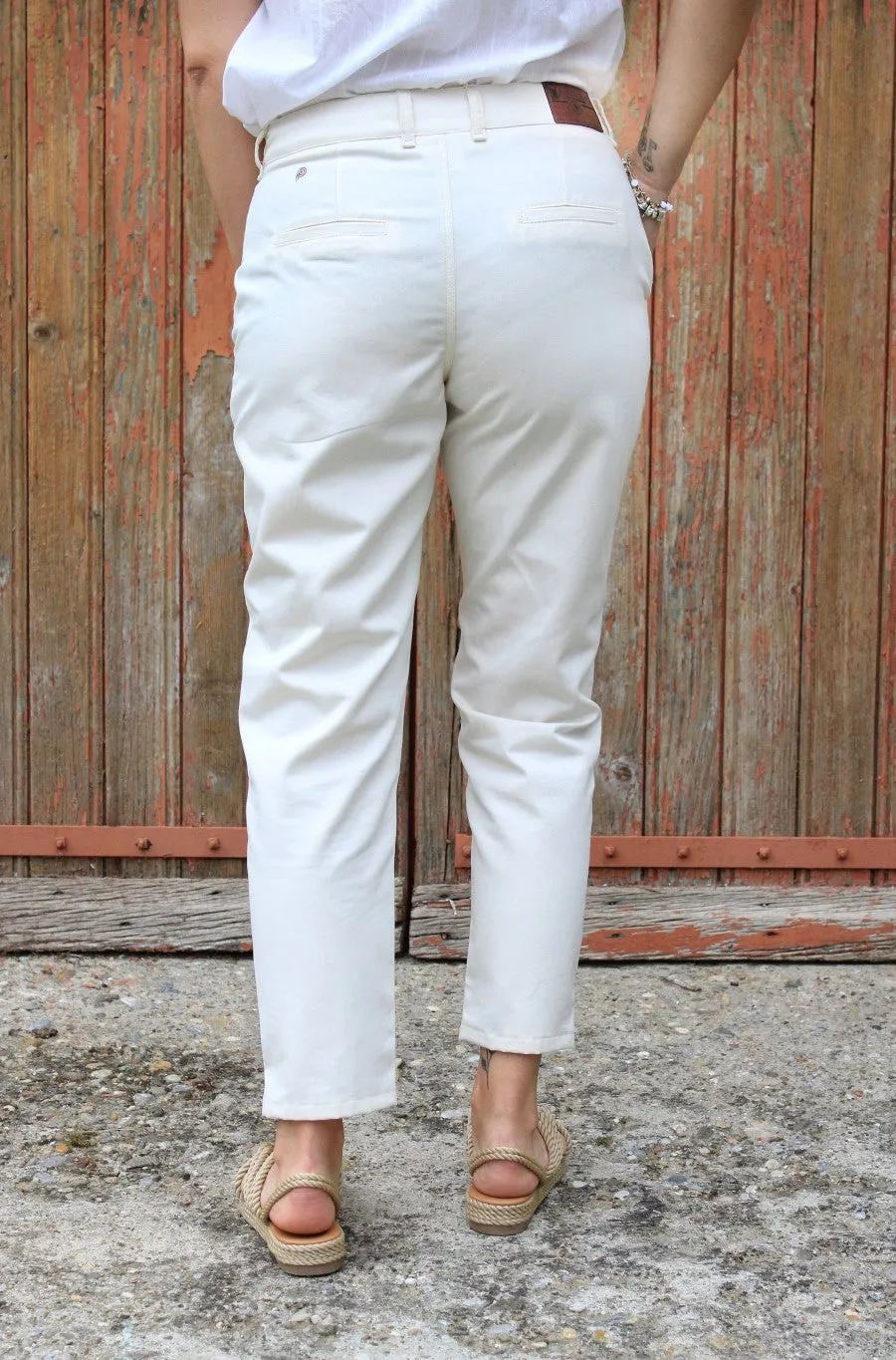 Chino Femme Ecru - Chino tissé, teint, cousu 100% français