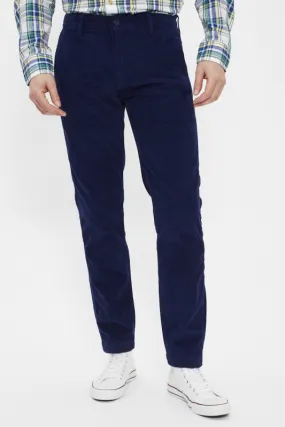 Chino standard velours bleu foncé