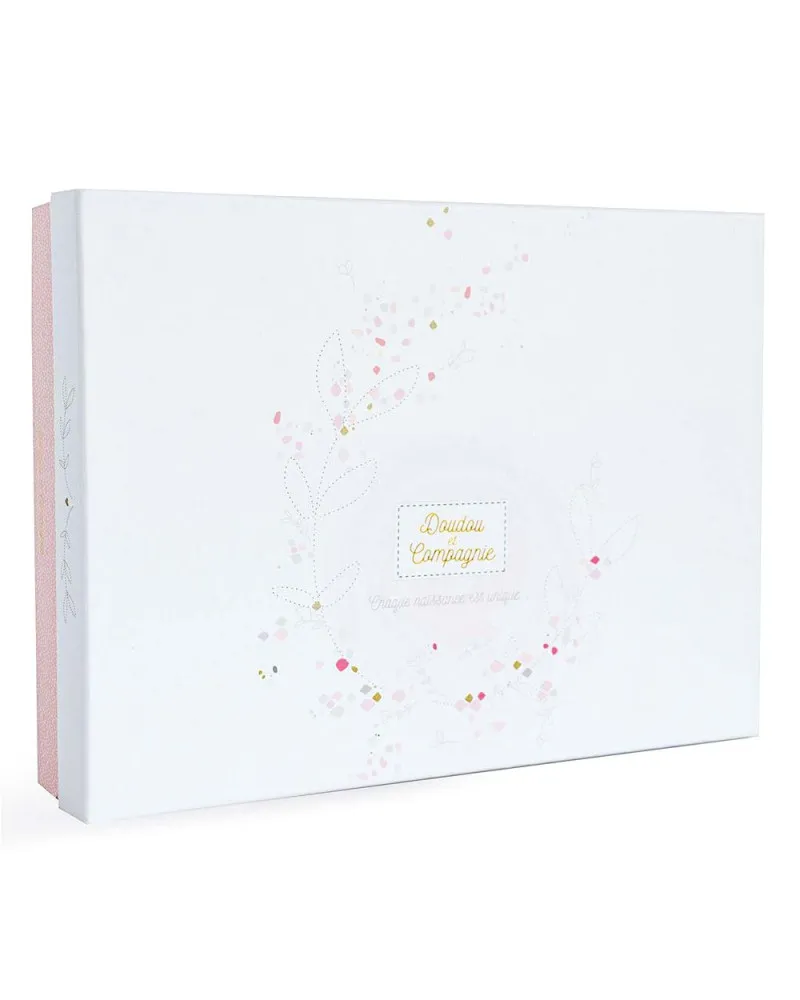 Coffret protège carnet de santé avec doudou - Lapin de sucre rose