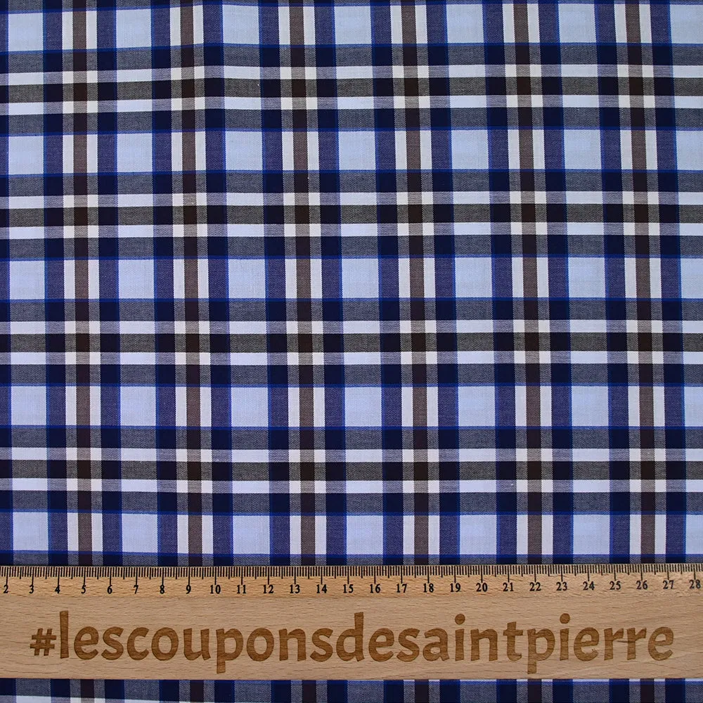 Coton chemise à carreaux bleu et marron